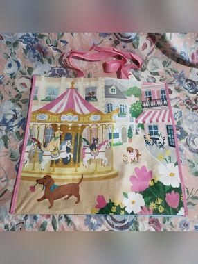 Tjmaxx REUSABLE bag Carousel Dog Dachshunds Corgi French Pug Golden Tote gift